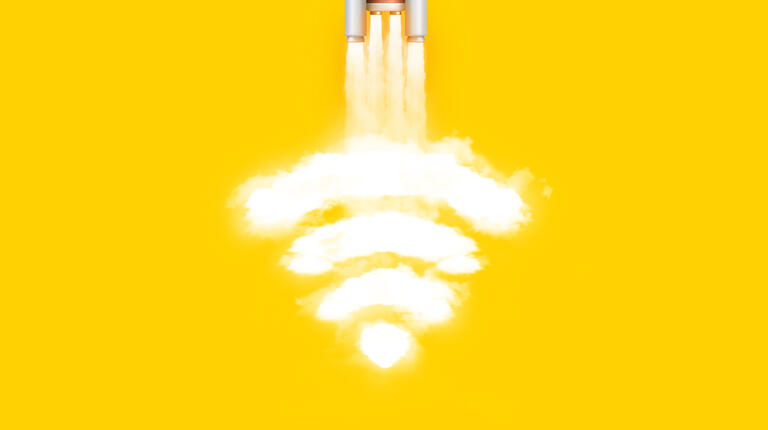 Wifi fusée fond jaune - 1072x600
