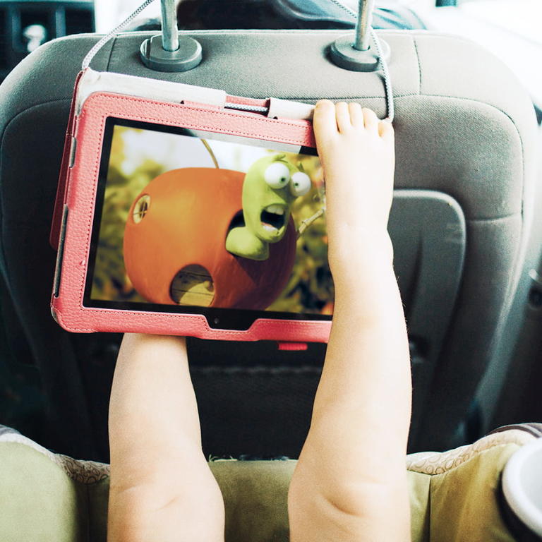 Tablet car with kid's foot