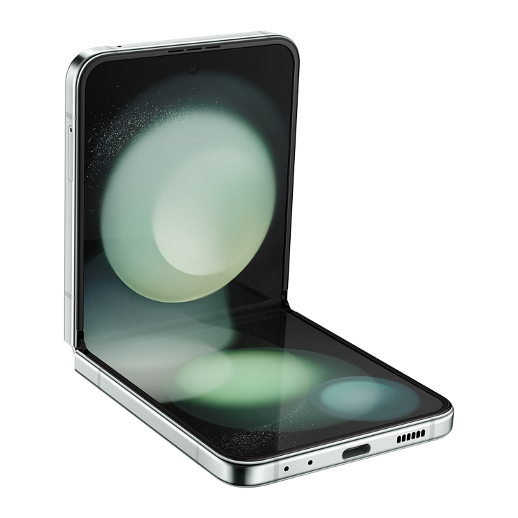Samsung Galaxy Z Flip5 - Couleur Menthe - Vue de face pliée