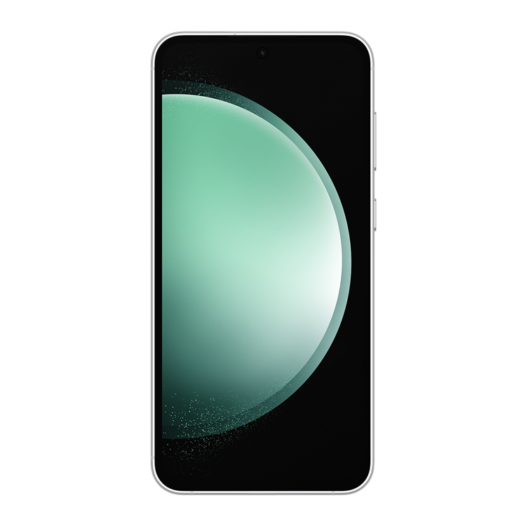 Samsung Galaxy S23 FE couleur Menthe vu de face.