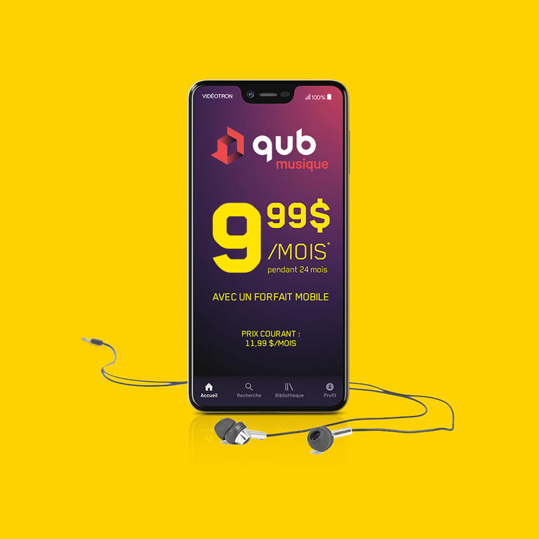 qub musique 9,99dollars par mois avec un forfait mobile