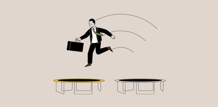 Trampoline Businessman suitcase