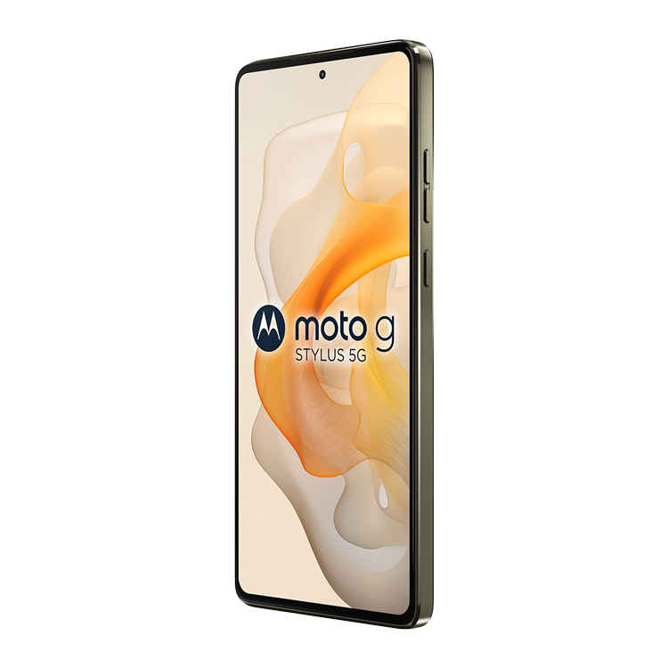  moto g stylus 5G - 2024 Caramel latte color  side view with volume button