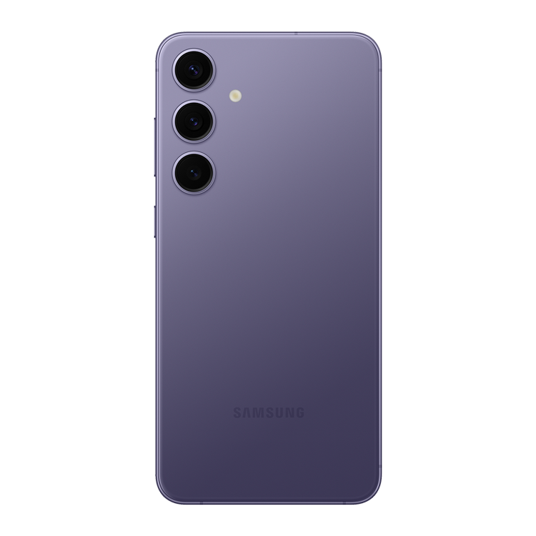 Samsung Galaxy s24+ Cobalt Violet back view with camera and samsung logo