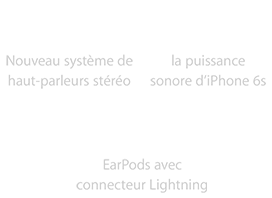 Nouveau système de haut-parleurs stéréo, 2x la puissance sonore d'iPhone 6s, EarPods avec connecteur Lightning